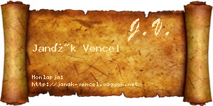 Janák Vencel névjegykártya